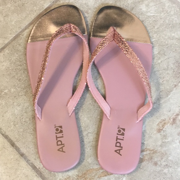 Apt. 9 Shoes - APT. 9 sandals flip flop pink shiny gold 7/8